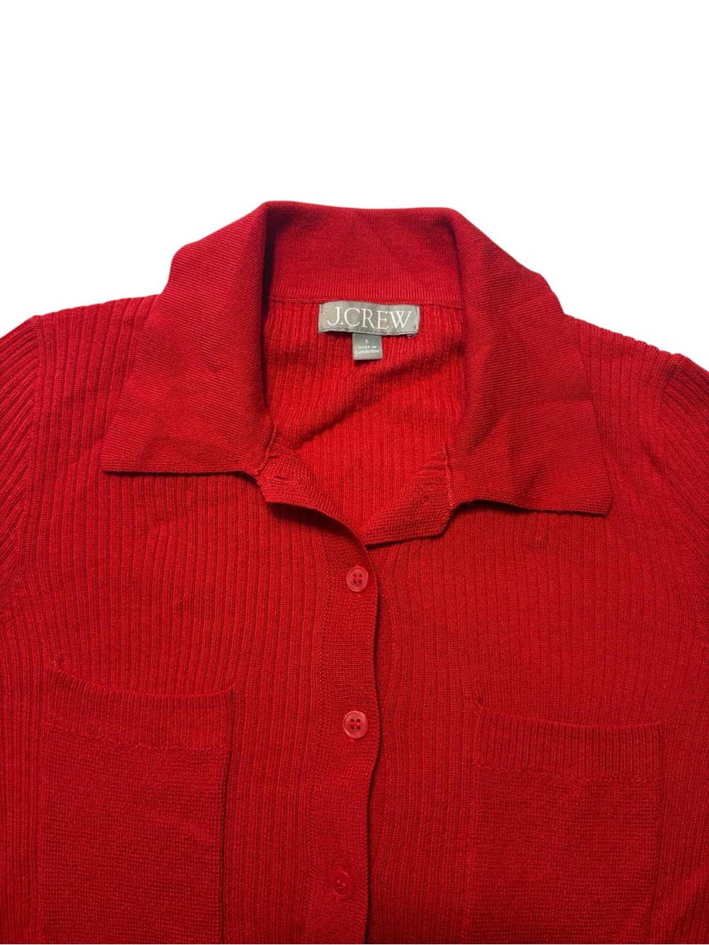 J. Crew Collared Button up Sweater in Merino Wool Blend Shirt Sweater Small Red - Picture 3 of 6
